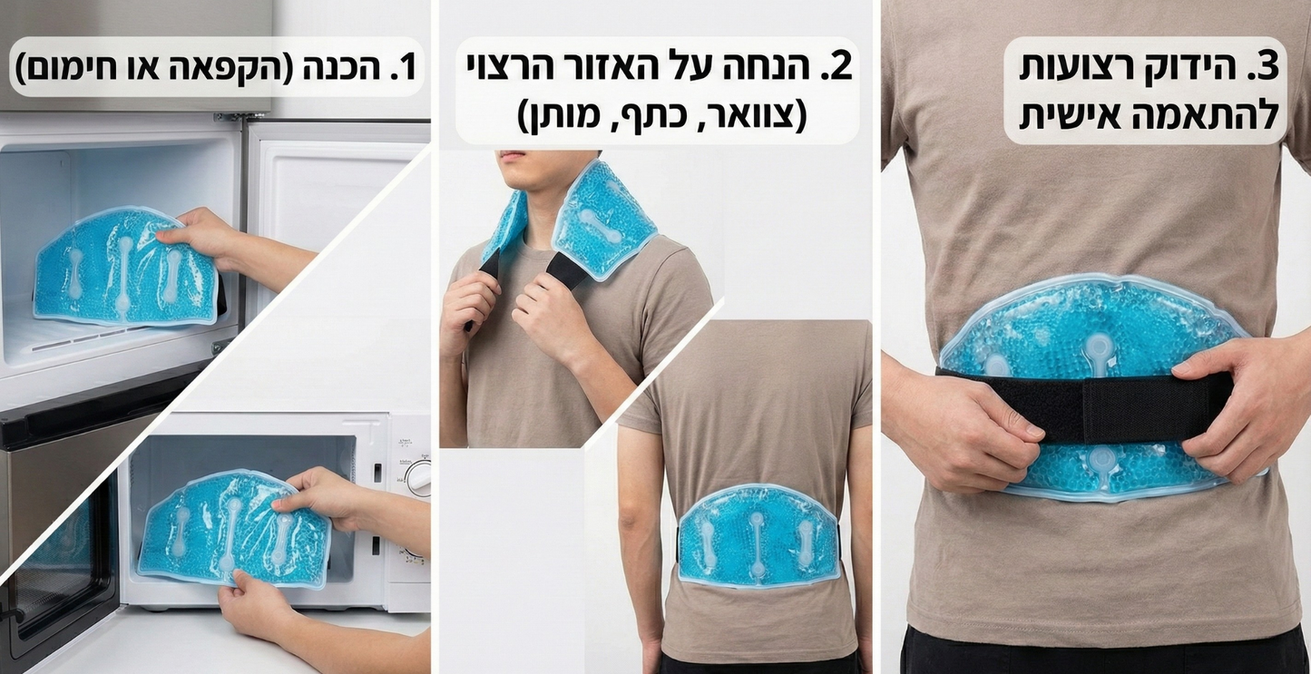 רצועת ג'ל להרגעת כאבים בצוואר ובמותניים